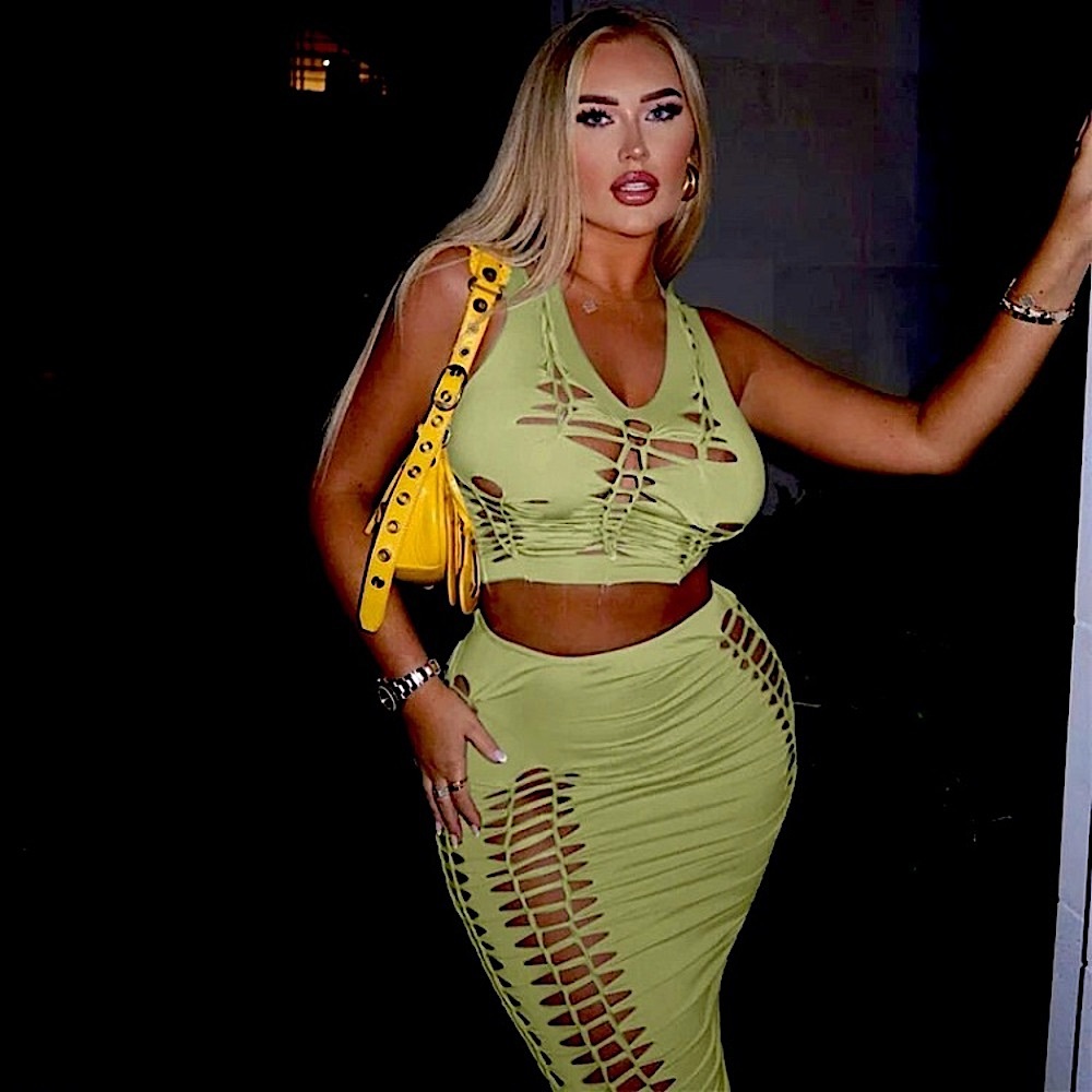 Two piece green hollow out midi dress set - Picture 10 of 16